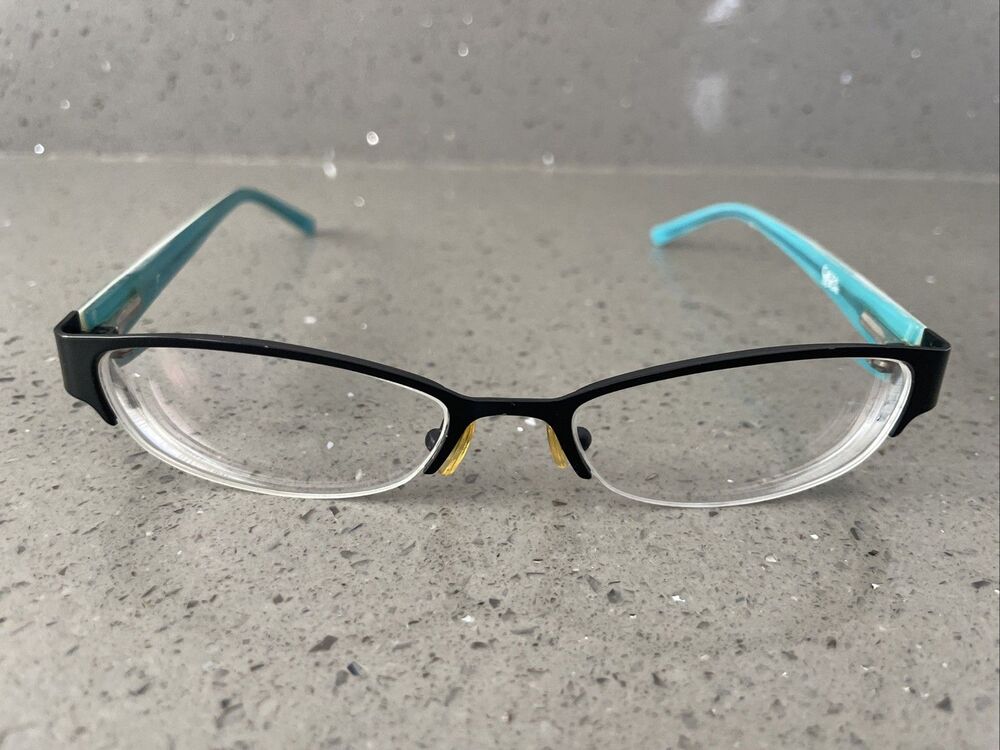 CHELSEA MORGAN Eyeglasses Frames ONLY Aqua Zebra Stripe HALF RIM 51-17-135